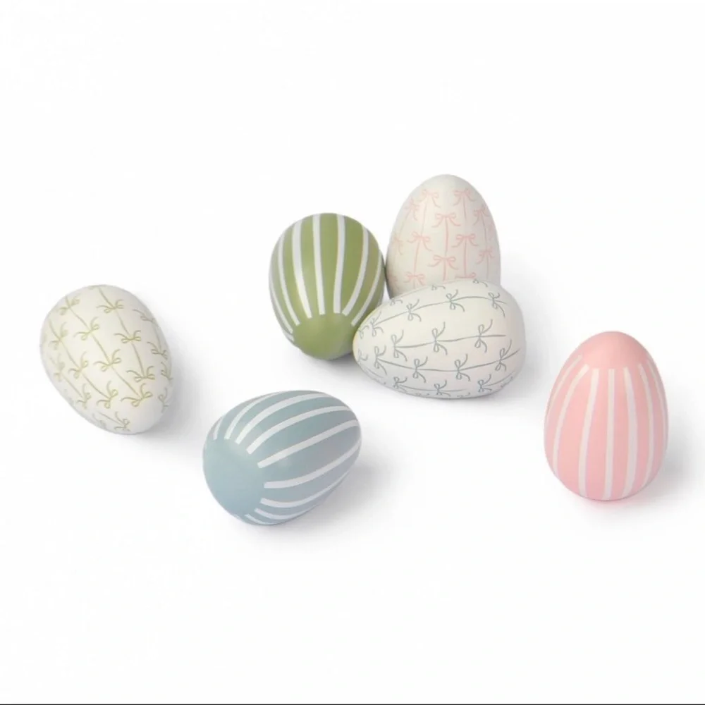 New! Target Bullseye Playground Set of 6 Decorative Pastel Egg Set of 6, Bows